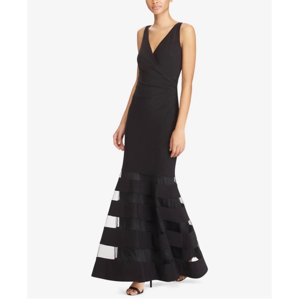 Ralph Lauren Black Maxi Dress with Sheer tulle Panels